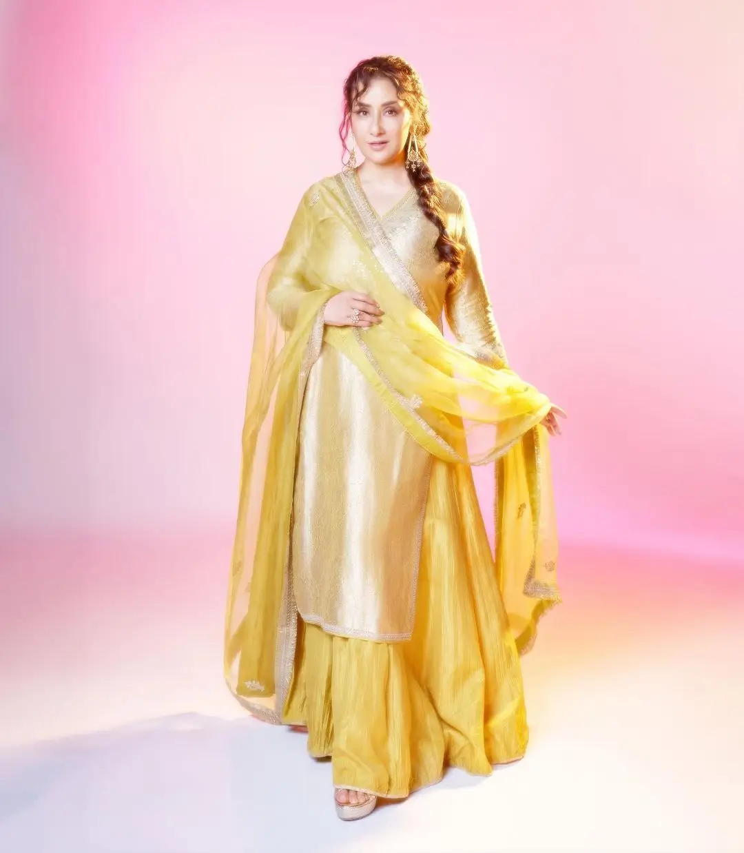 Bollywood Actress Manisha Koirala Stills in Yellow Dress